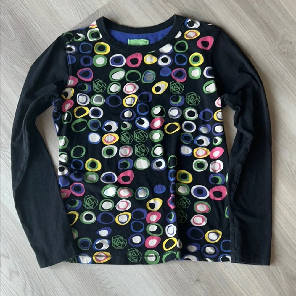 Three Hearts Colorful Cotton LS Shirt M Artsy Wearable Art Casual